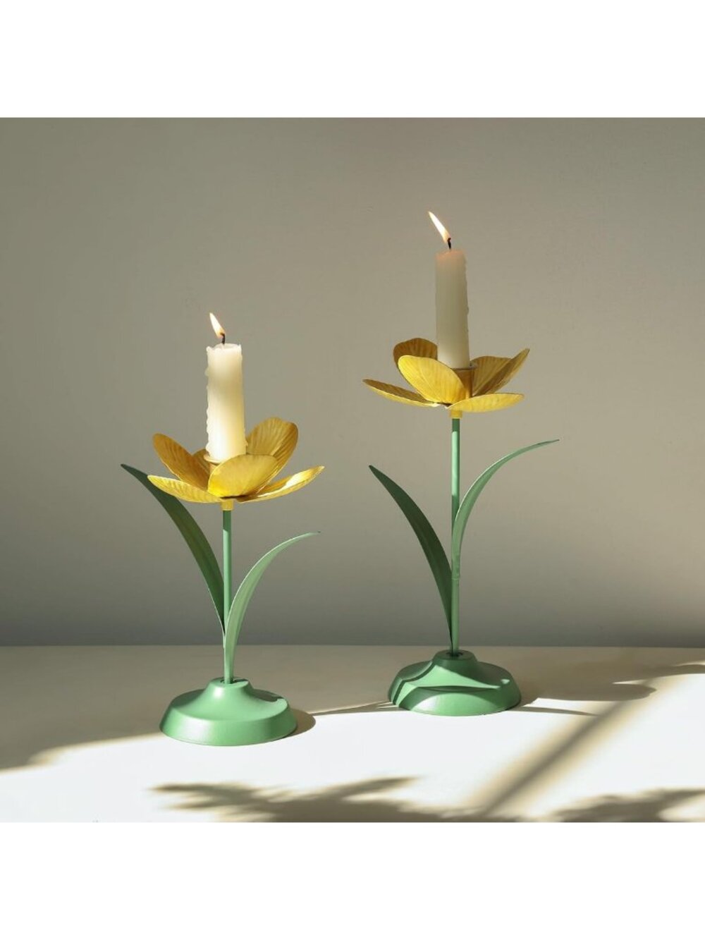 Vintage Tulip Taper Candlestick Holders Set of 2 | Spring Home Decor Accent